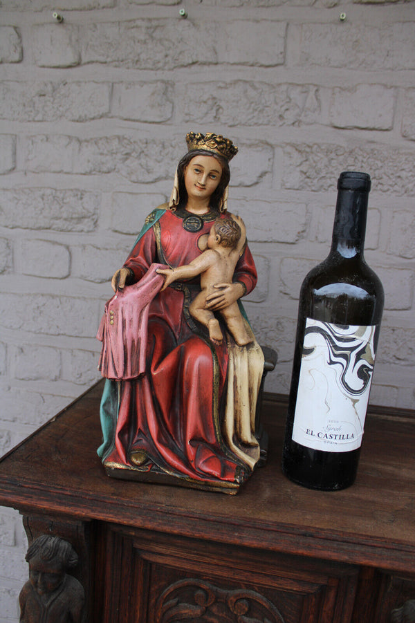 RAre VIRGO LACTANS madonna Ceramic religious statue baby jesus Signed artist
