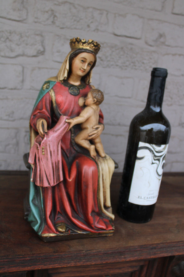 RAre VIRGO LACTANS madonna Ceramic religious statue baby jesus Signed artist