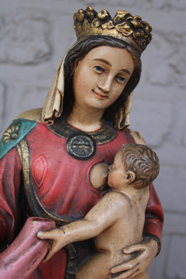 RAre VIRGO LACTANS madonna Ceramic religious statue baby jesus Signed artist