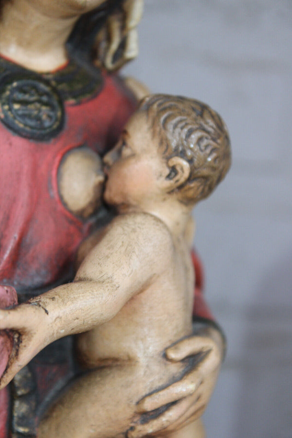 RAre VIRGO LACTANS madonna Ceramic religious statue baby jesus Signed artist
