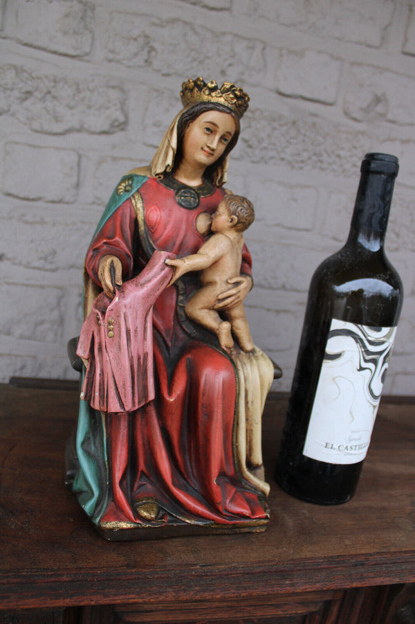 RAre VIRGO LACTANS madonna Ceramic religious statue baby jesus Signed artist