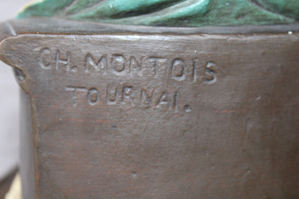 RAre VIRGO LACTANS madonna Ceramic religious statue baby jesus Signed artist