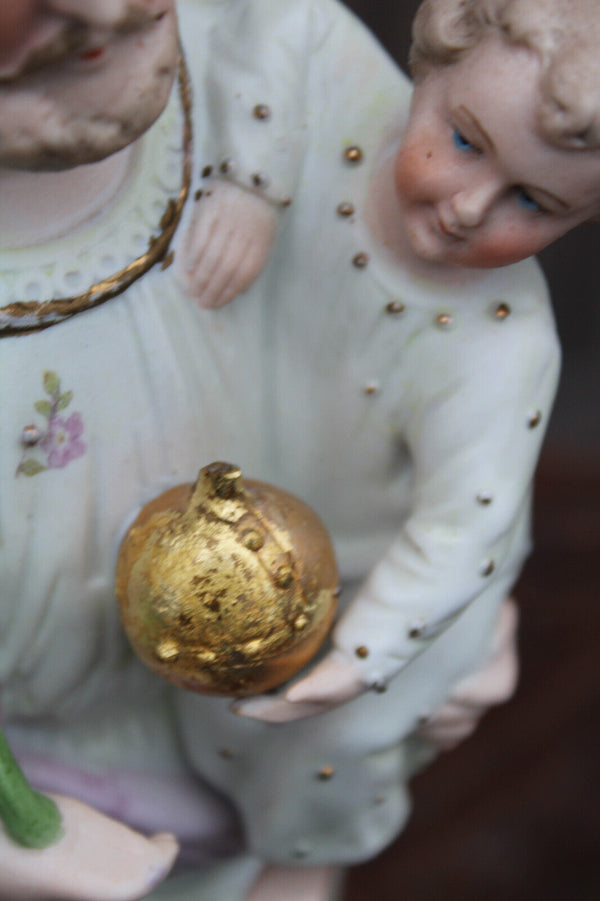 Antique german bisque porcelain saint joseph statue figurine religious