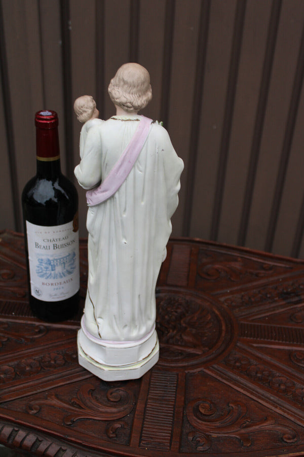 Antique german bisque porcelain saint joseph statue figurine religious