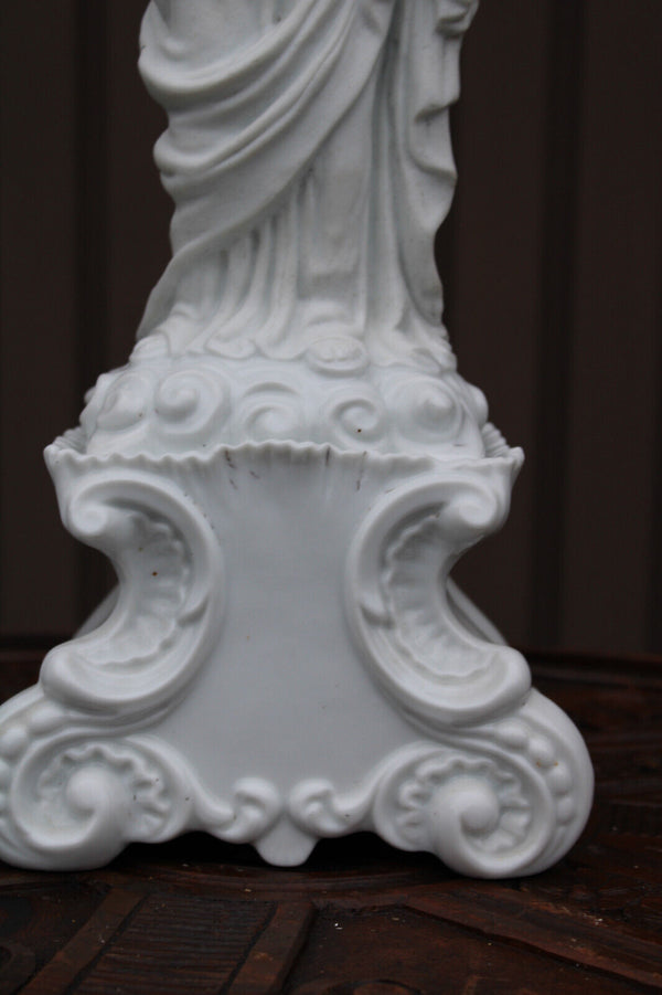 Large antique bisque porcelain madonna child statue religious