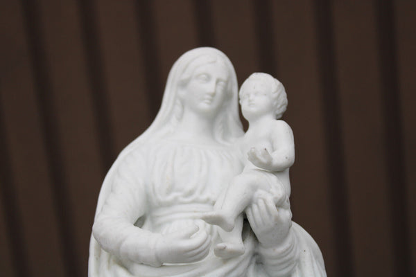 Large antique bisque porcelain madonna child statue religious