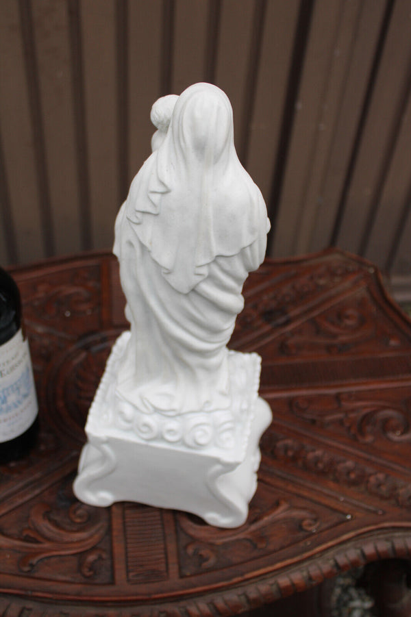 Large antique bisque porcelain madonna child statue religious