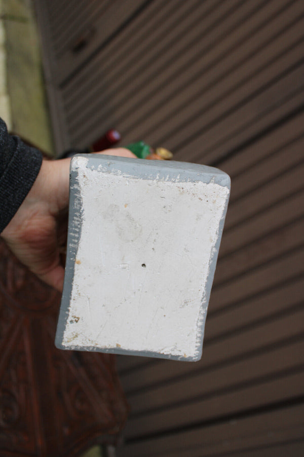 Antique belgian large statue religious saint Hubert hunting ceramic chalk