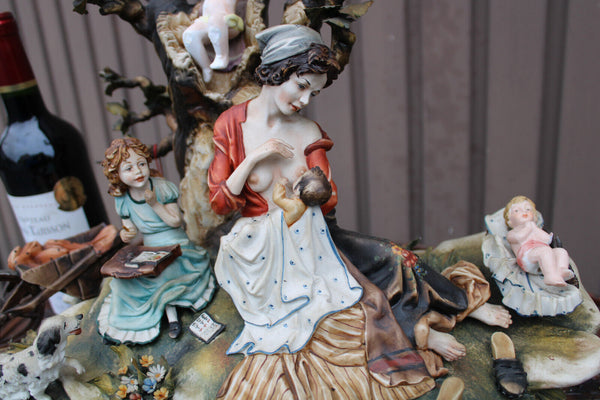 XL capodimonte marked porcelain group statue LA MATERNITA mother children italy