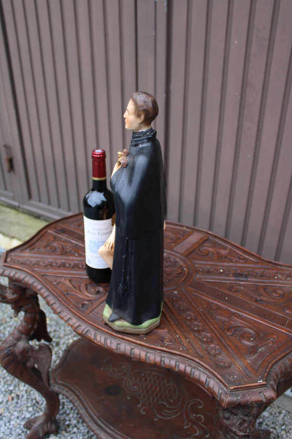 Large Antique saint Father Damiaan Figurine ceramic religious statue rare