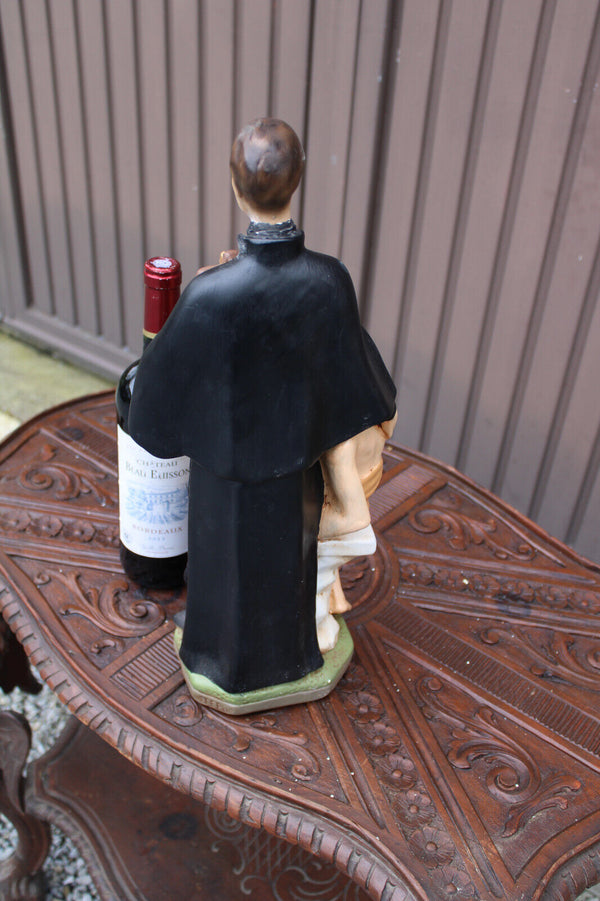 Large Antique saint Father Damiaan Figurine ceramic religious statue rare