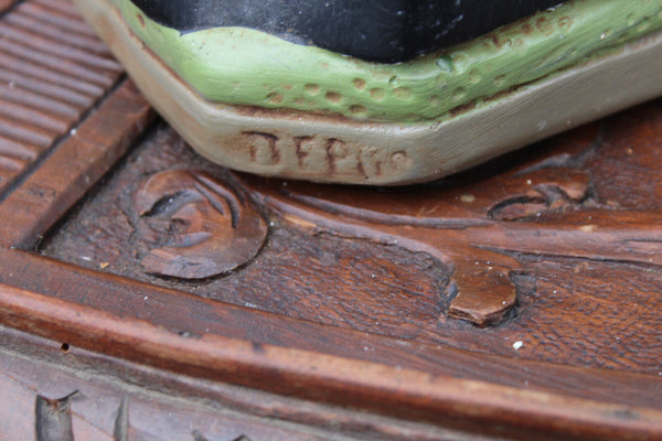 Large Antique saint Father Damiaan Figurine ceramic religious statue rare