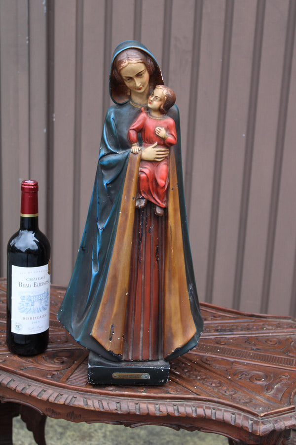 Large Antique ceramic statue madonna our lady of the road flanders