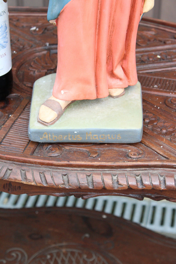 Large Antique saint albertus magnus Figurine ceramic religious statue rare