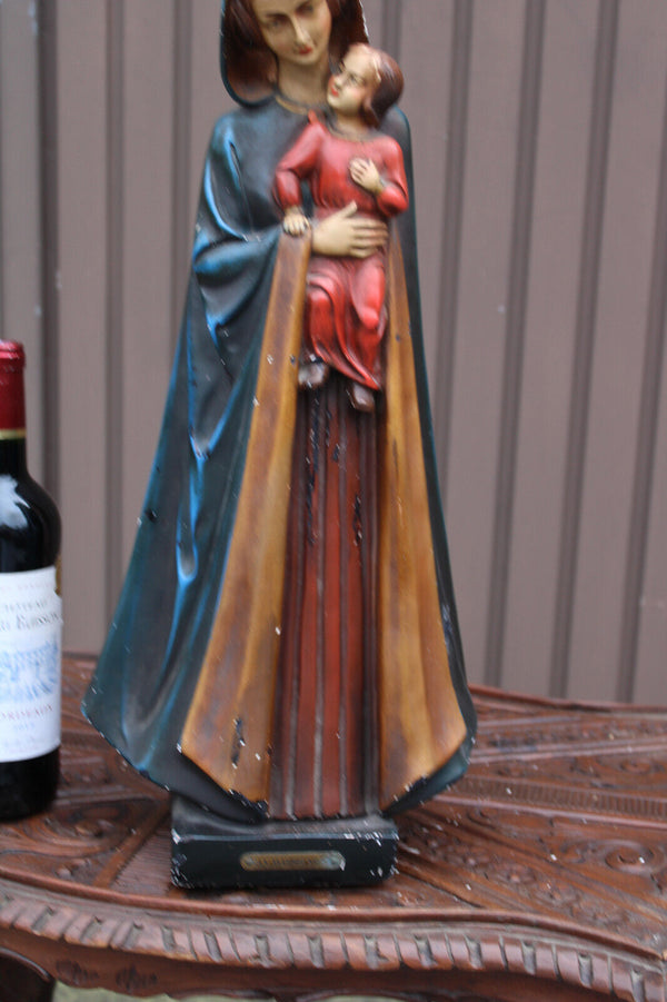 Large Antique ceramic statue madonna our lady of the road flanders