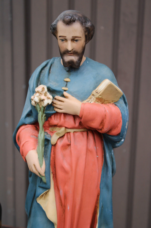 Large Antique saint albertus magnus Figurine ceramic religious statue rare