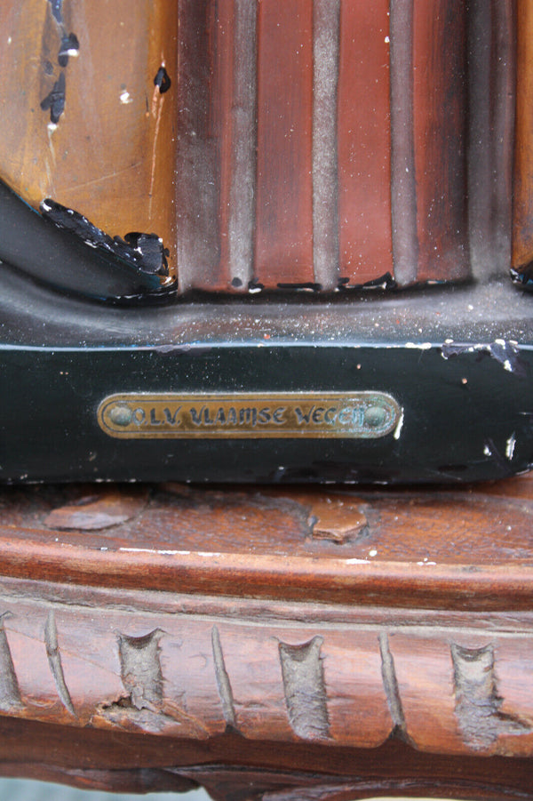 Large Antique ceramic statue madonna our lady of the road flanders