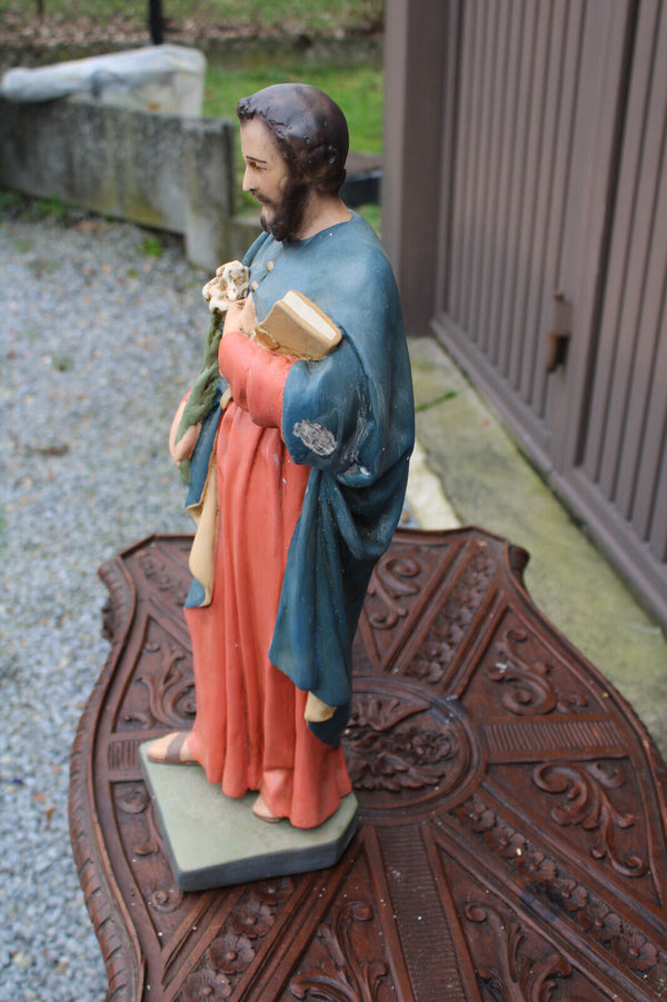 Large Antique saint albertus magnus Figurine ceramic religious statue rare