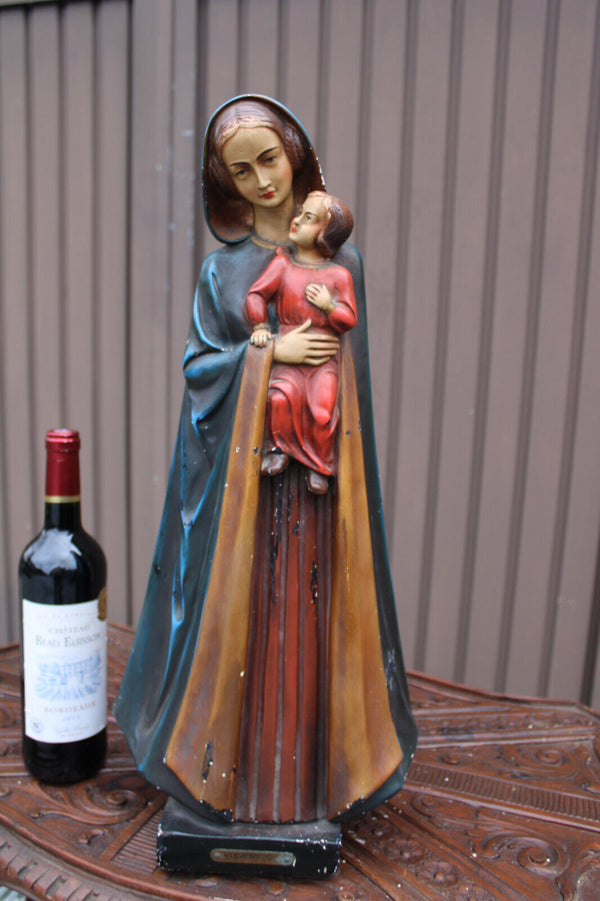Large Antique ceramic statue madonna our lady of the road flanders