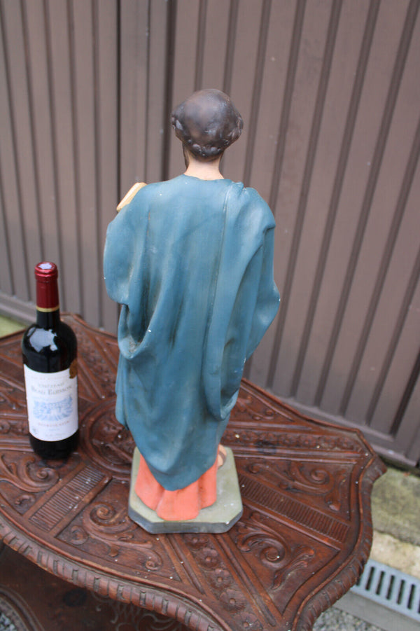 Large Antique saint albertus magnus Figurine ceramic religious statue rare