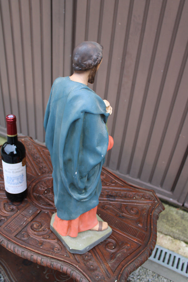 Large Antique saint albertus magnus Figurine ceramic religious statue rare