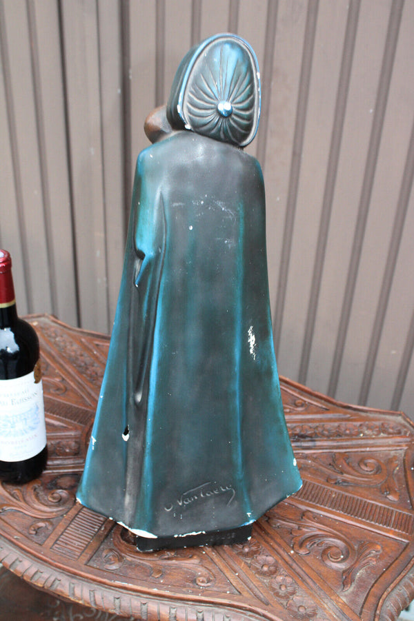 Large Antique ceramic statue madonna our lady of the road flanders