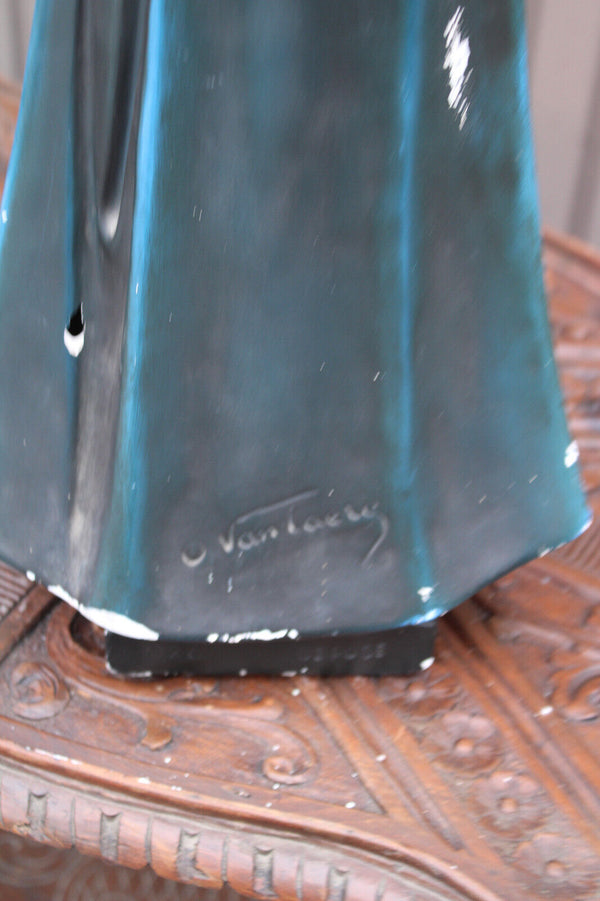 Large Antique ceramic statue madonna our lady of the road flanders