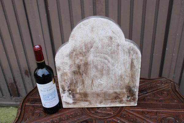 Antique ceramic chalk large statue religious regina cordium monfort mary angels