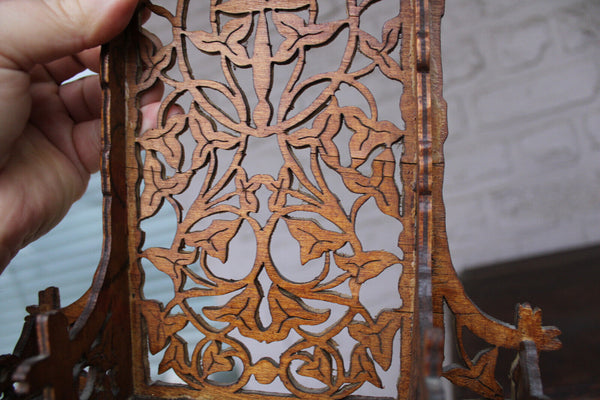 French wood cut 1950 religious wall chapel console for saint statue