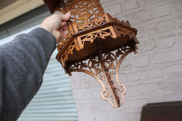 French wood cut 1950 religious wall chapel console for saint statue