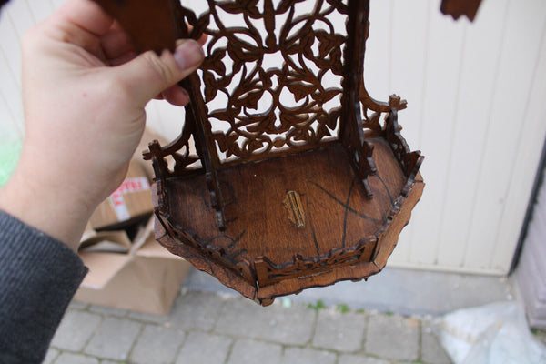 French wood cut 1950 religious wall chapel console for saint statue