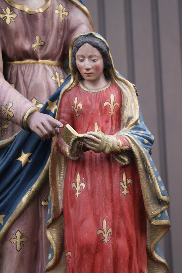 Antique church Ceramic XL saint anne Statue mary religious