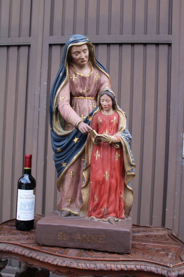 Antique church Ceramic XL saint anne Statue mary religious