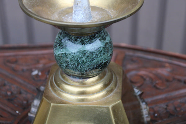 Set 3 Religious altar church candlestick candle holder crucifix bronze marble