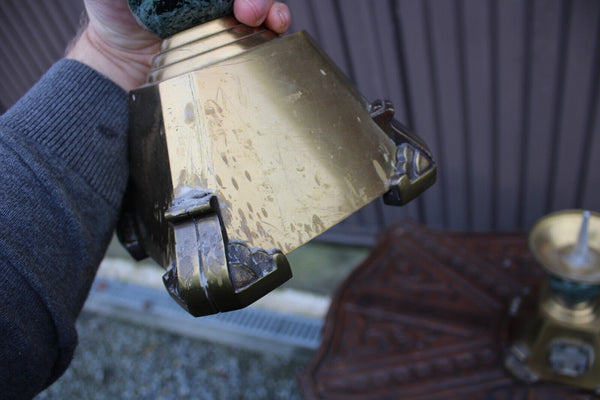 Set 3 Religious altar church candlestick candle holder crucifix bronze marble