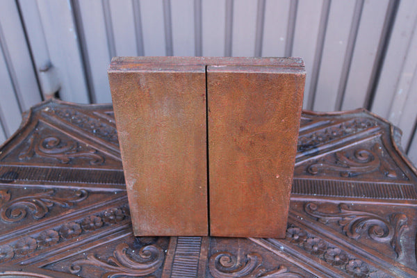 Italian 1970 Triptych wood carved plaque angels madonna