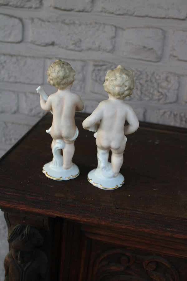 pair WALLENDORF porcelain cherub figurine musician