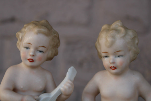 pair WALLENDORF porcelain cherub figurine musician