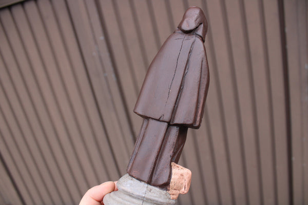 Antique ceramic chalk statue saint anthony abt with pig religious