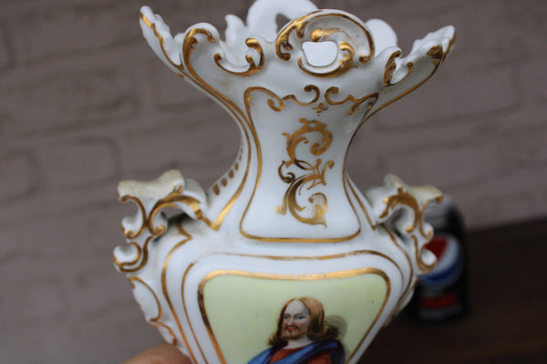 Antique french vieux paris porcelain jesus portrait vase