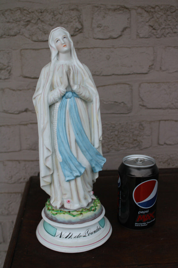 Antique french vieux paris porcelain notre dame de lourdes madonna statue