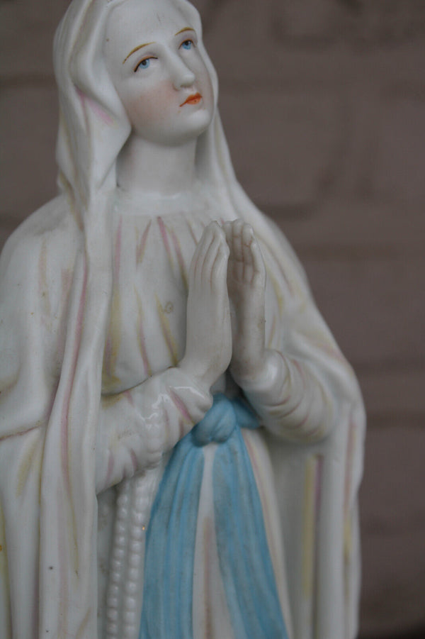 Antique french vieux paris porcelain notre dame de lourdes madonna statue