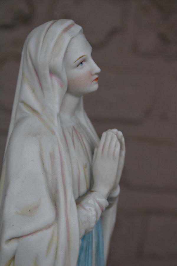 Antique french vieux paris porcelain notre dame de lourdes madonna statue