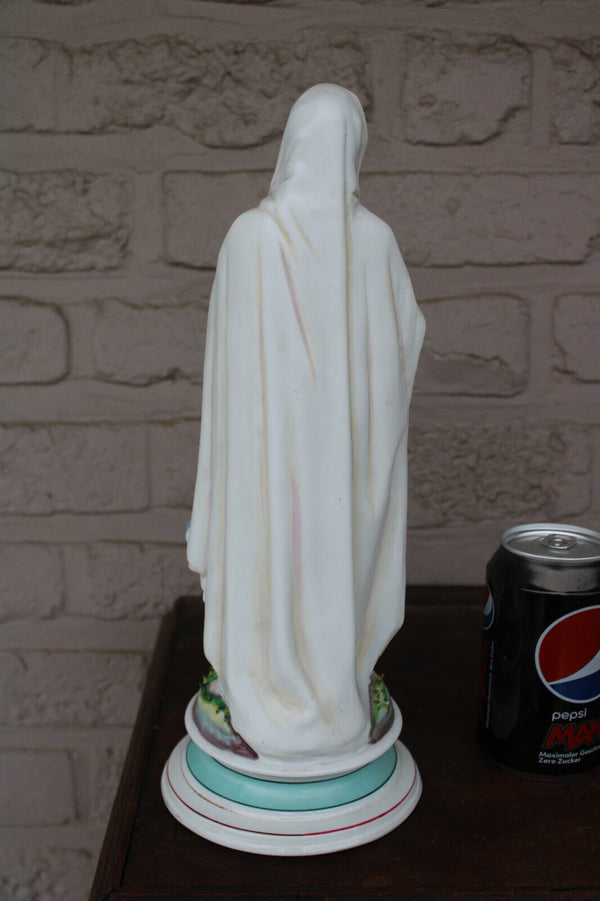 Antique french vieux paris porcelain notre dame de lourdes madonna statue