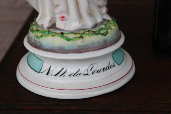 Antique french vieux paris porcelain notre dame de lourdes madonna statue