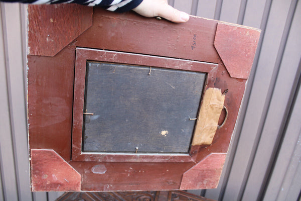 Flemish school oil panel cows sheep landscape scene painting signed