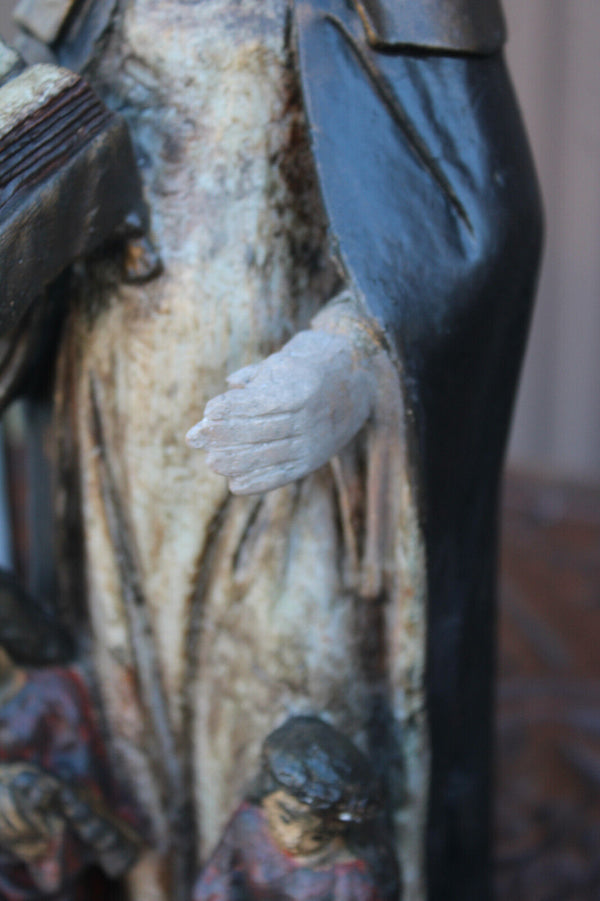 Rare antique ceramic chalk saint aldegondis religious statue figurine