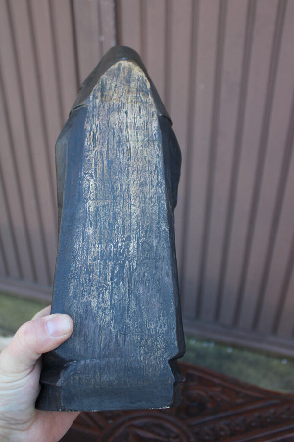 Rare antique ceramic chalk saint aldegondis religious statue figurine