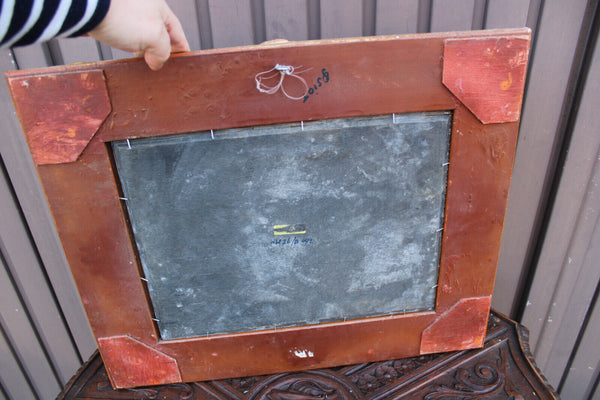 Flemish school oil panel family rabbits feed painting signed