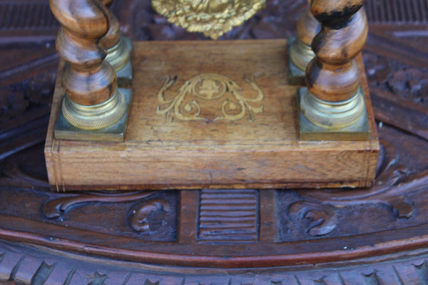 Antique Napoleon III wood inlay clock
